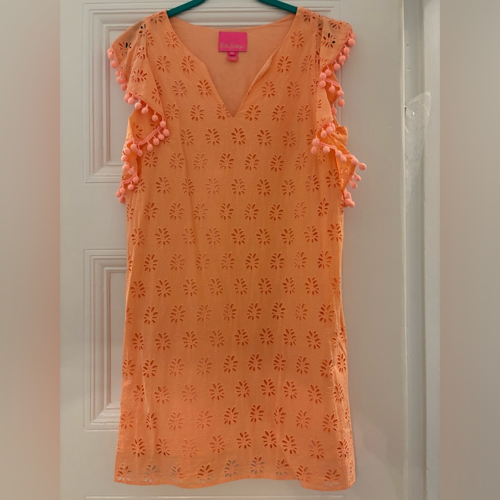 Lilly Pulitzer Orange Ruffled Sleeveless Tunic Dress